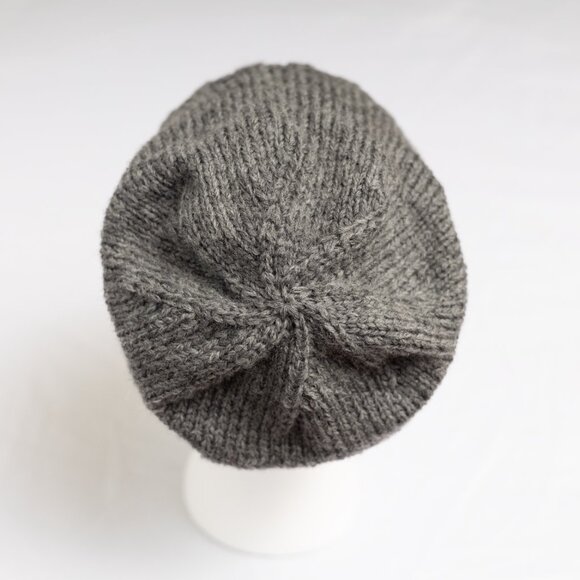Heathered Charcoal Hand Knit Merino Wool Slouchy Beanie Winter Hat main image 4